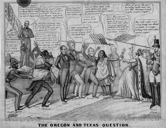 The Oregon and Texas question, opublikowane przez A Donnelly, Nowy Jork, ok. 1844 r.